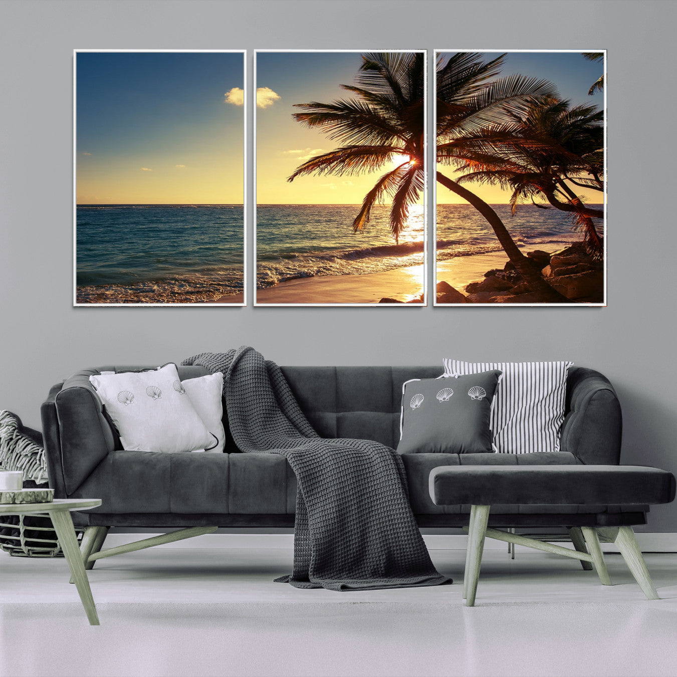 82710-MGV-CV-36X24-Sunset Palm Trees Wall Art Canvas Print