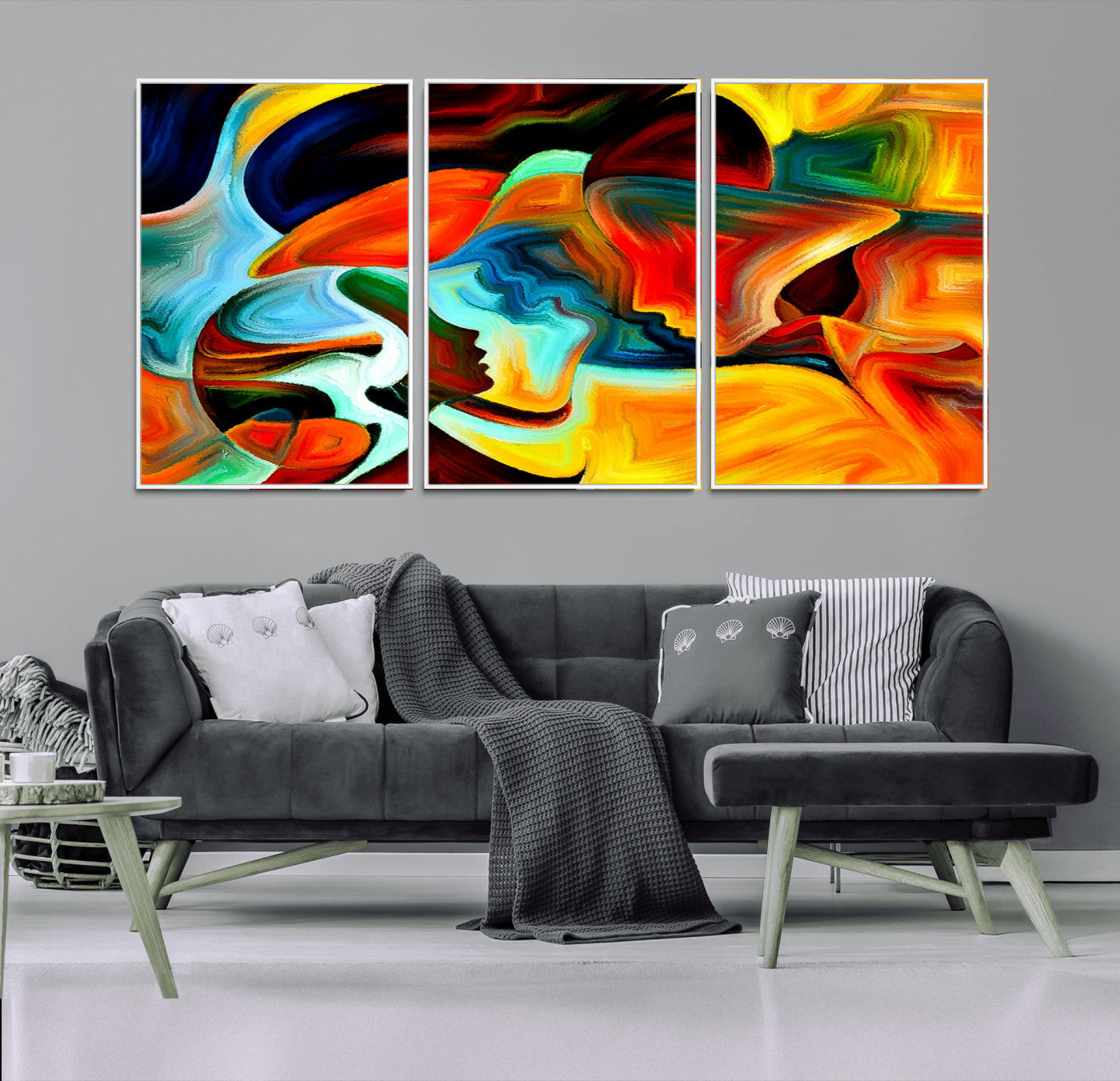 70242-MGV-CV-36X24-Human Love Figures Abstract Wall Art Canvas Print