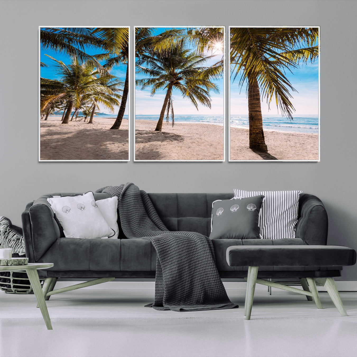 98175-MGV-FC-60X30-3P_White-Palm Beach Tropical Island Wall Art Canvas Print