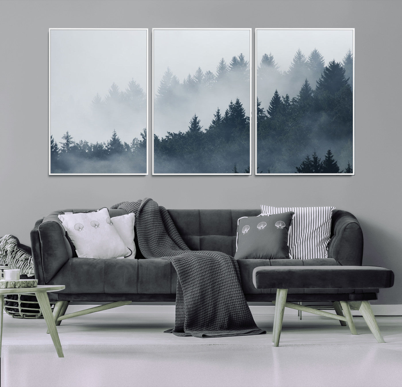 23671-MGV-FC-60X30-3P_White-Foggy Pine Forest Wall Art Canvas Print