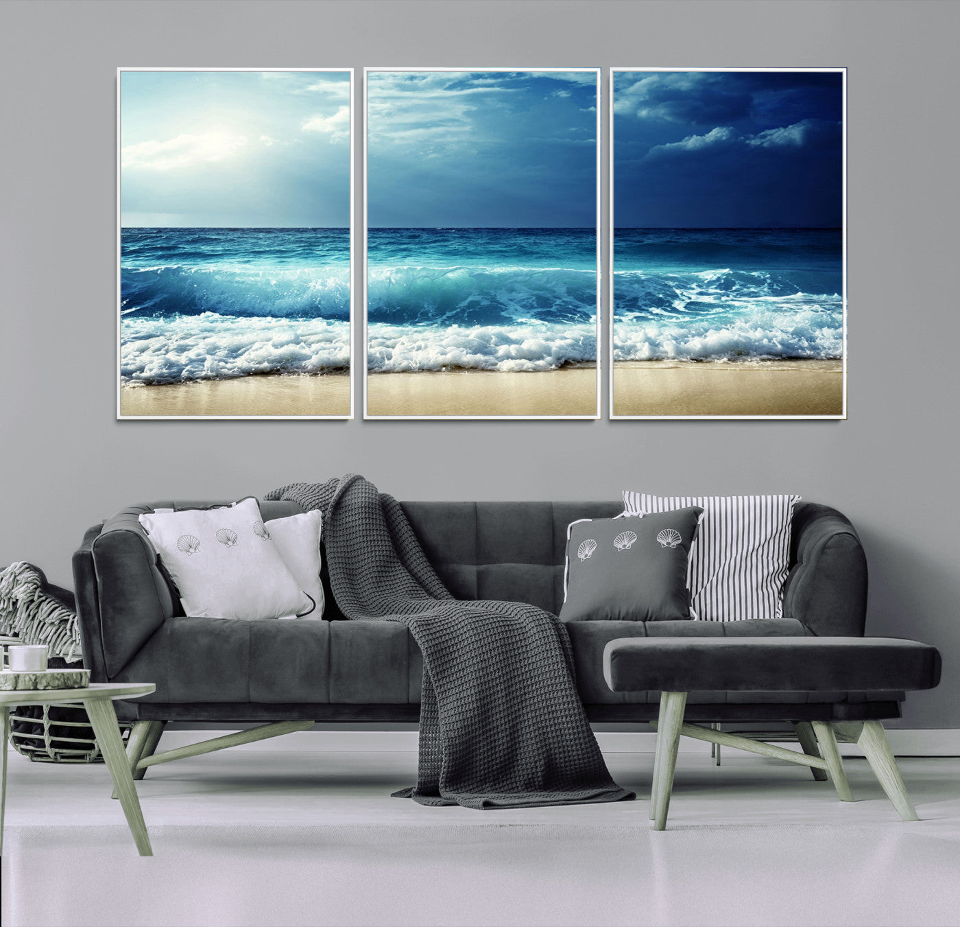 -Majestic Ocean Wave Wall Art Canvas | 3 Panel Large Seascape Print for Living Room, Bedroom, Office