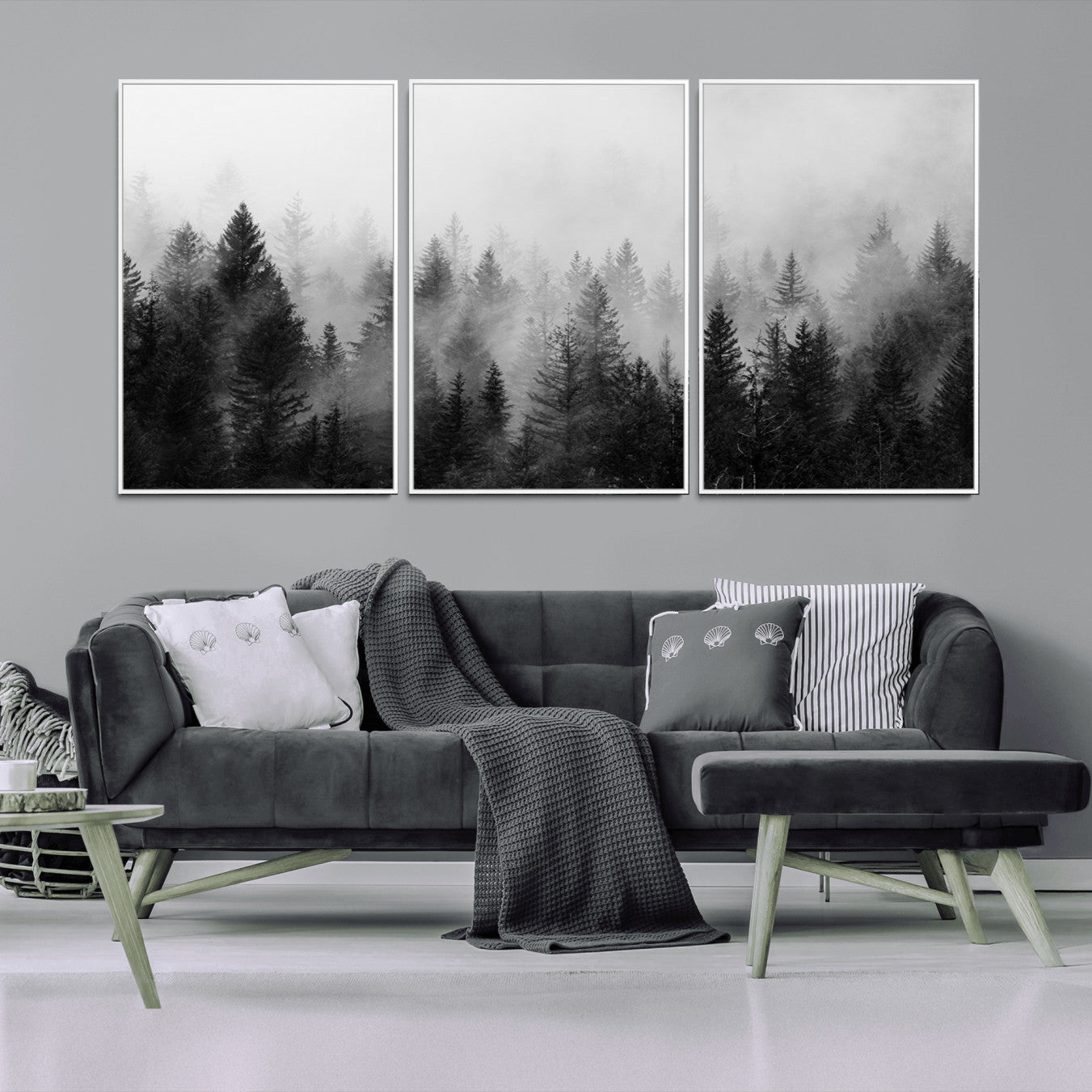 40700-MGV-CV-36X24-Fogy Forest Canvas Wall Art Print - Mountain Wall Art with Pine Trees and Misty Forest Canvas Print