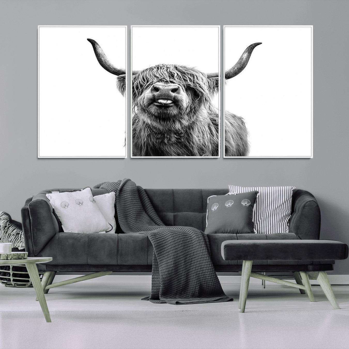-Fanny Scottish Highland Cow Cattle Art Print Farmhouse Wall Art Canvas Print