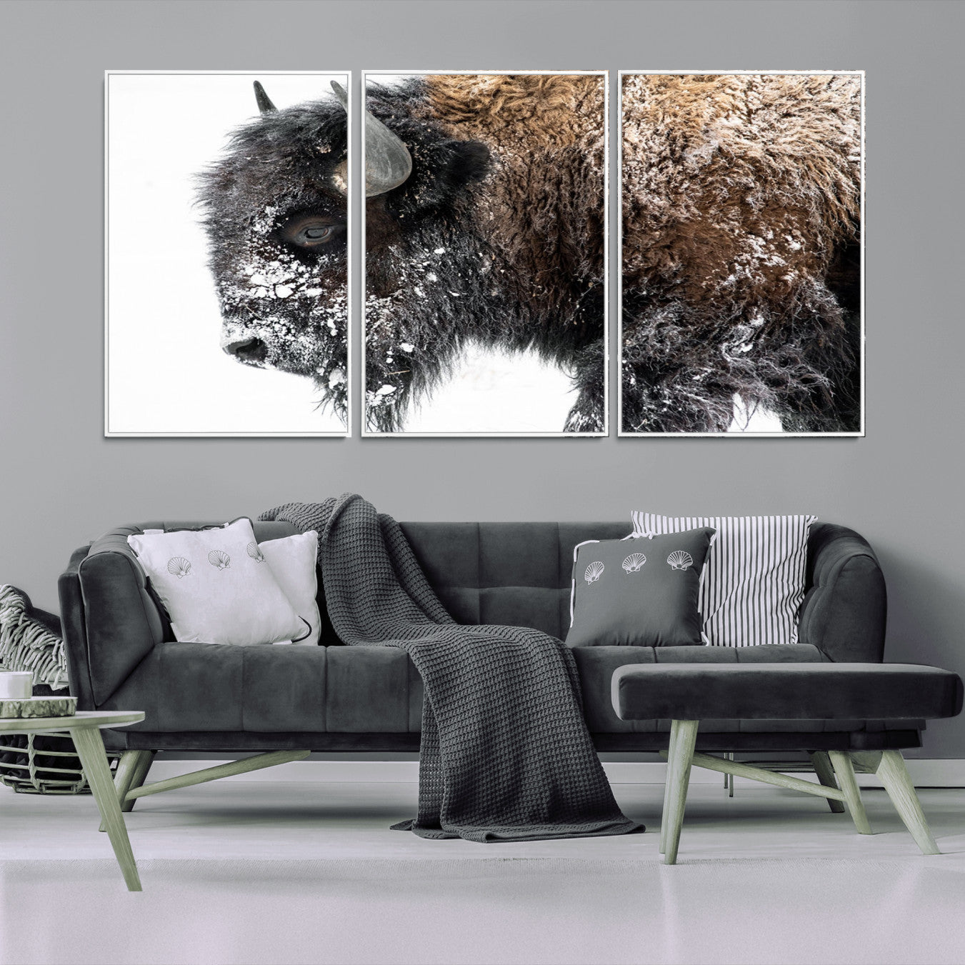 -American Bison Wall Art Print – Majestic Buffalo Canvas Print, Framed Wildlife Wall Decor for Living Room or Office