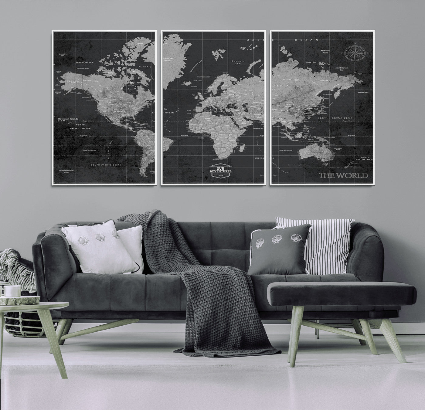 85500-MGV-FC-60X30-3P_White-Push Pin World Map Canvas Print – Travel Tracker Wall Art for Couples, Perfect Anniversary Gift for Home or Office Decor