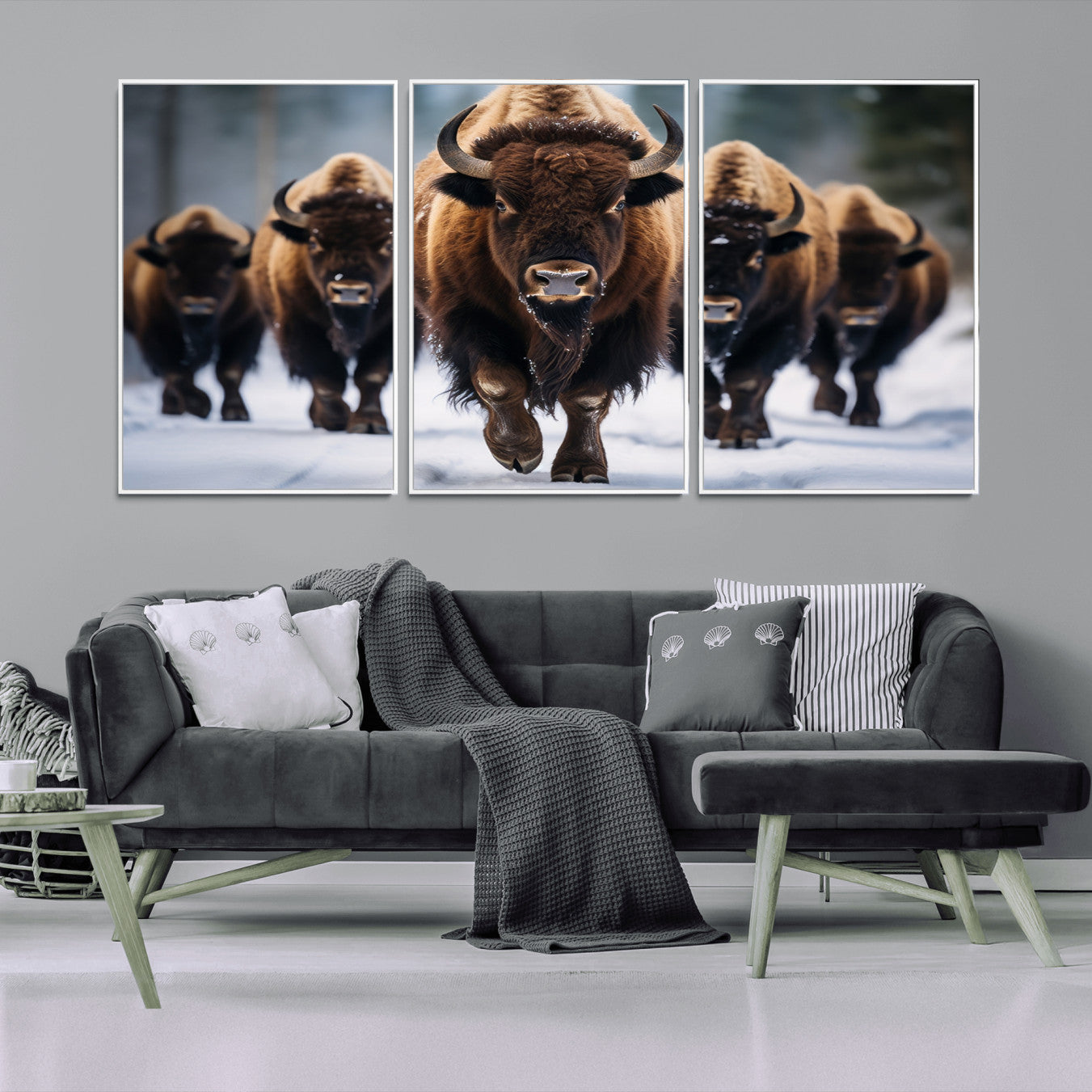 -Buffalo Wall Art Canvas Print, American Bison Herd Wall Art Canvas Print - Bison Canvas Print