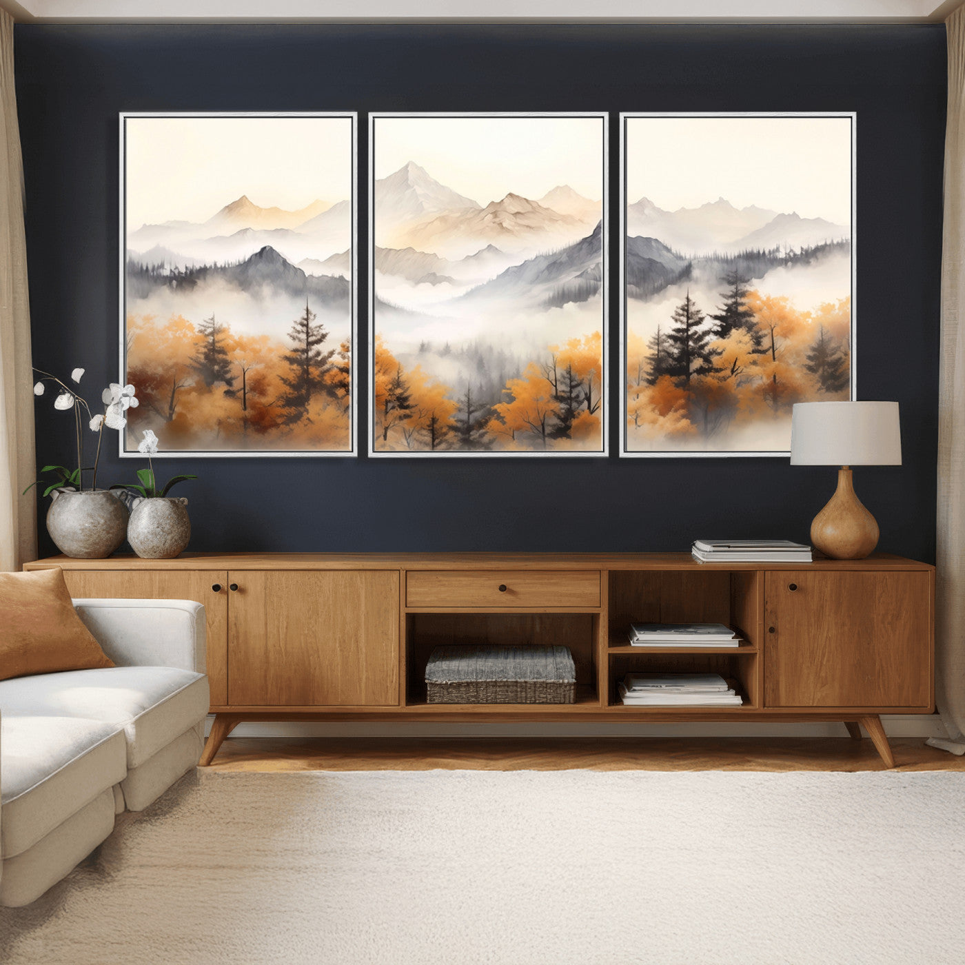 70049-MGV-CV-36X24 - Abstract Mountain Wall Art | Misty Mountain Forest and Mountains Canvas Print for Living Room,