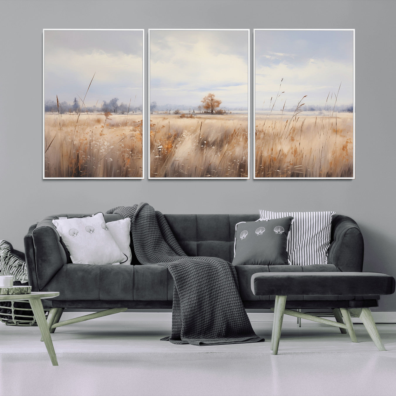 58162-MGV-CV-36X24-Golden Fields Wall Art Print Canvas – Serene Landscape of Nature’s Tranquility in Minimalist for