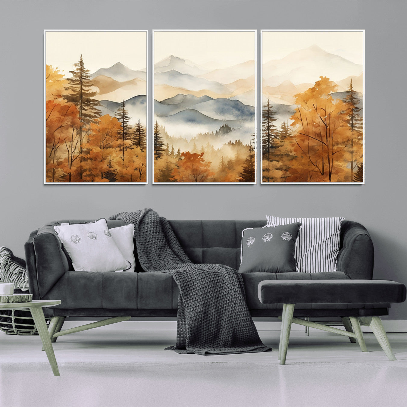 72950-MGV-CV-36X24-Golden Autumn Forest Wall Art Canvas | Mountain Landscape Canvas Print for Living Room or Bedroom |