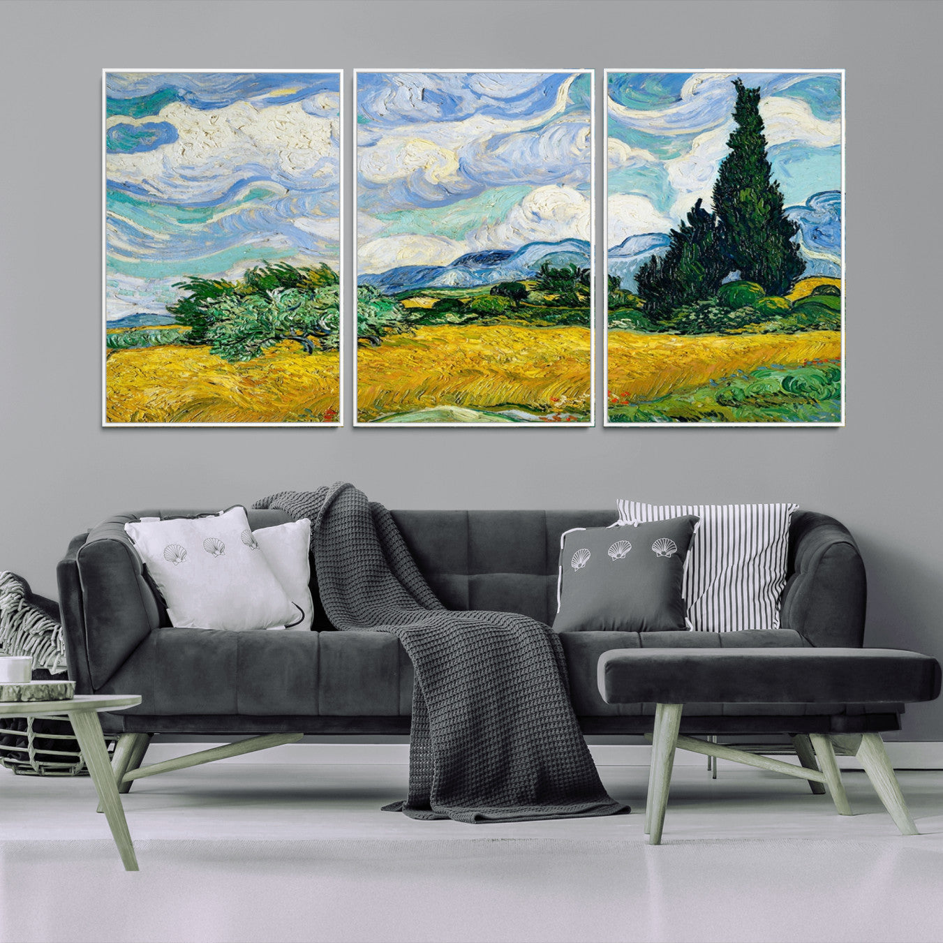 97252-MGV-CV-36X24-Wheatfield With Cypresses By Van Gogh Painting Wall Art Canvas, Wheatfield With Cypresses Canvas