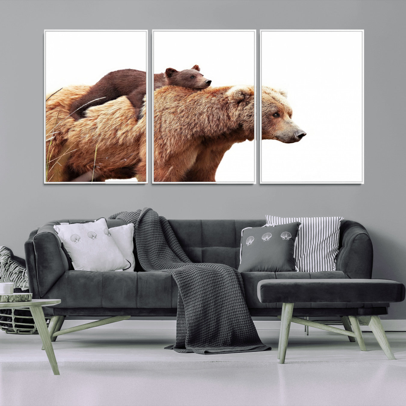 76943-MGV-CV-36X24-Mother and Baby Bear Canvas Wall Art - Adorable Wildlife Animal Print, Cozy Rustic Decor for Living