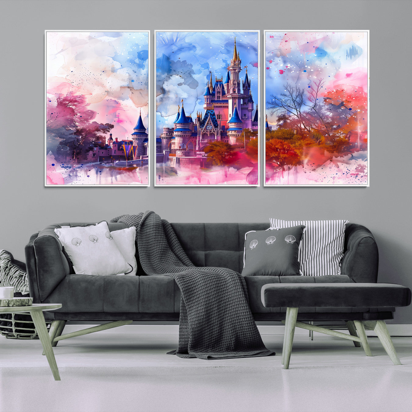 58662-MGV-CV-36X24-Disney Wall Art: Dreamy Watercolor Cinderella Castle Canvas Print