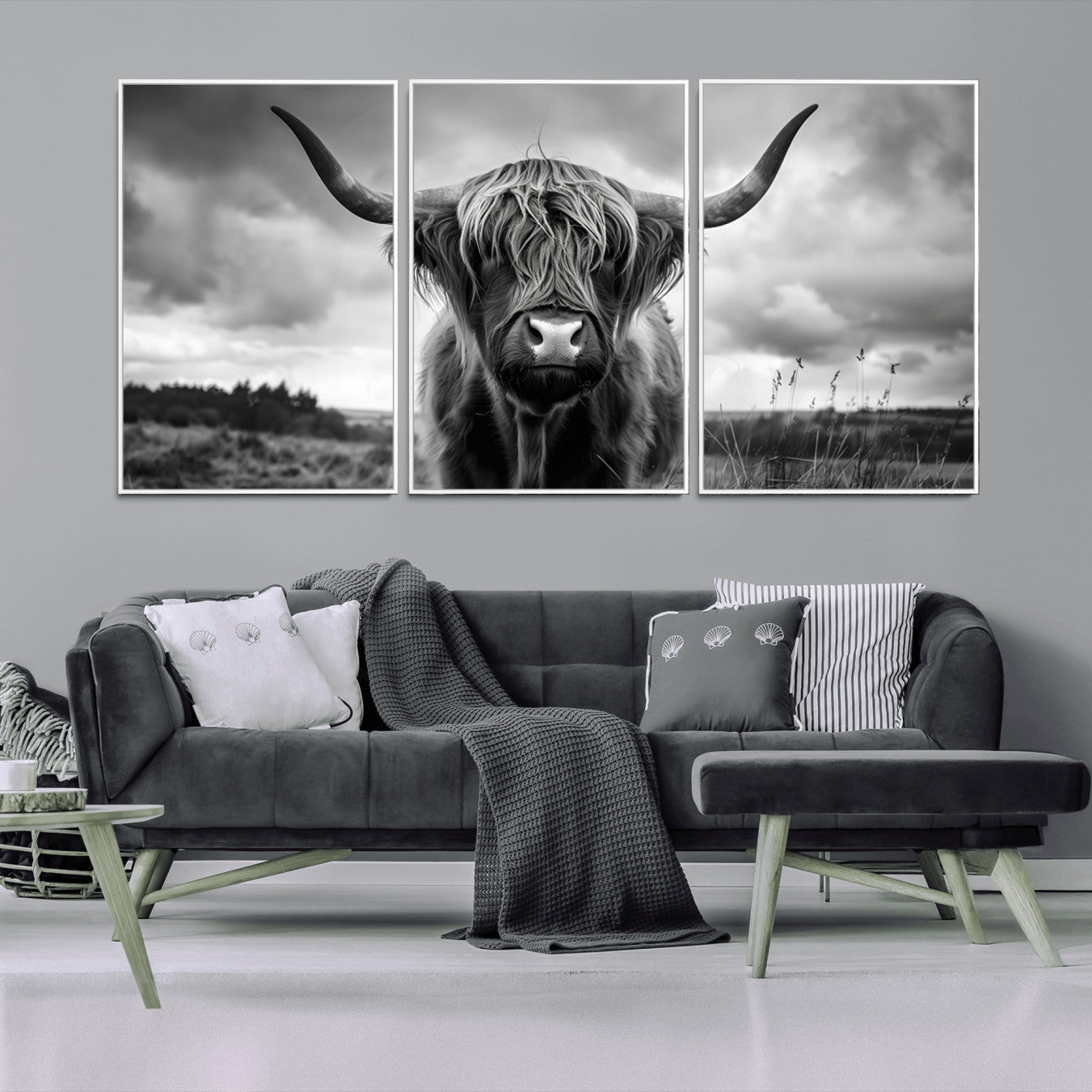 -Scottish Cow Wall Art Canvas Print | Longhorn Wall Art | Bighorn Animal Wall Art