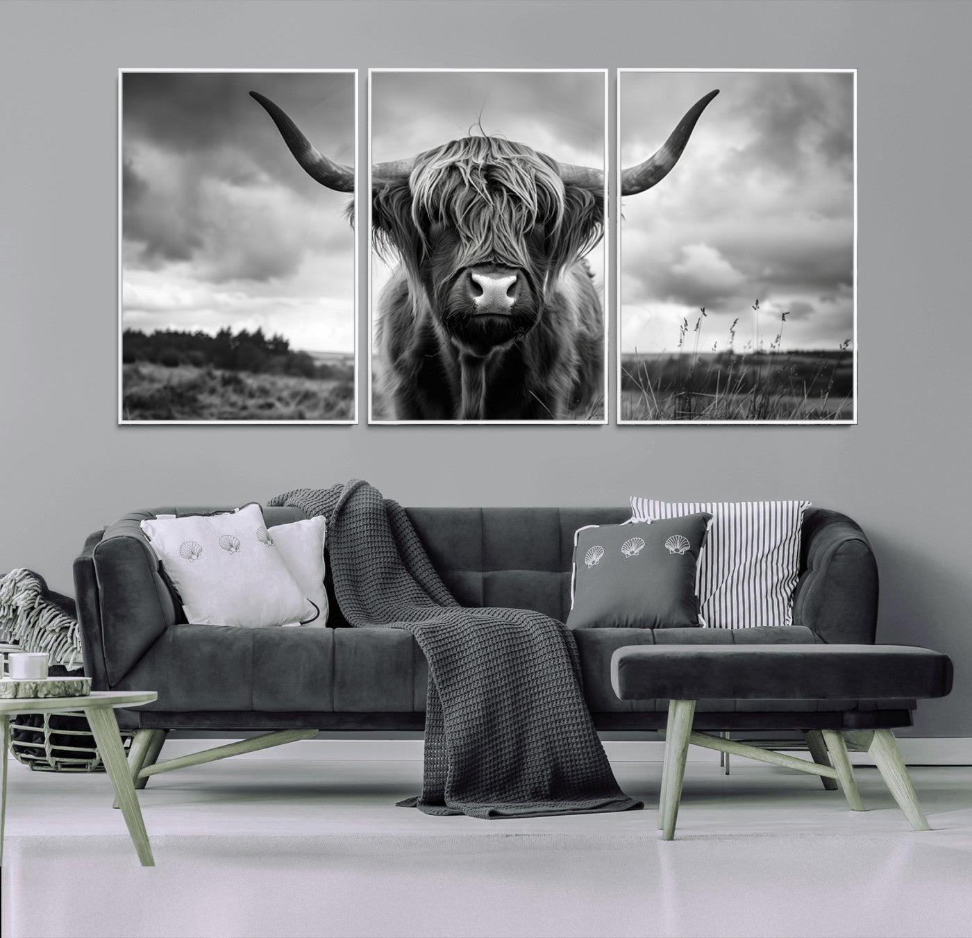 17924-MGV-CV-36X24-Scottish Cow Wall Art Canvas Print | Longhorn Wall Art | Bighorn Animal Wall Art