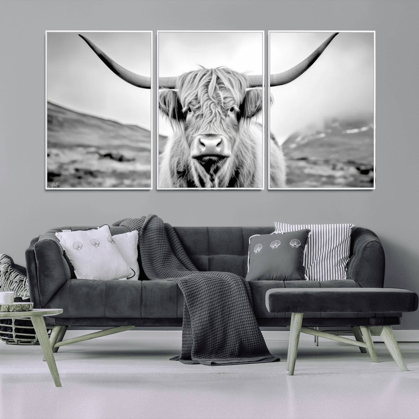 -Scottish Cow Wall Art Canvas Print