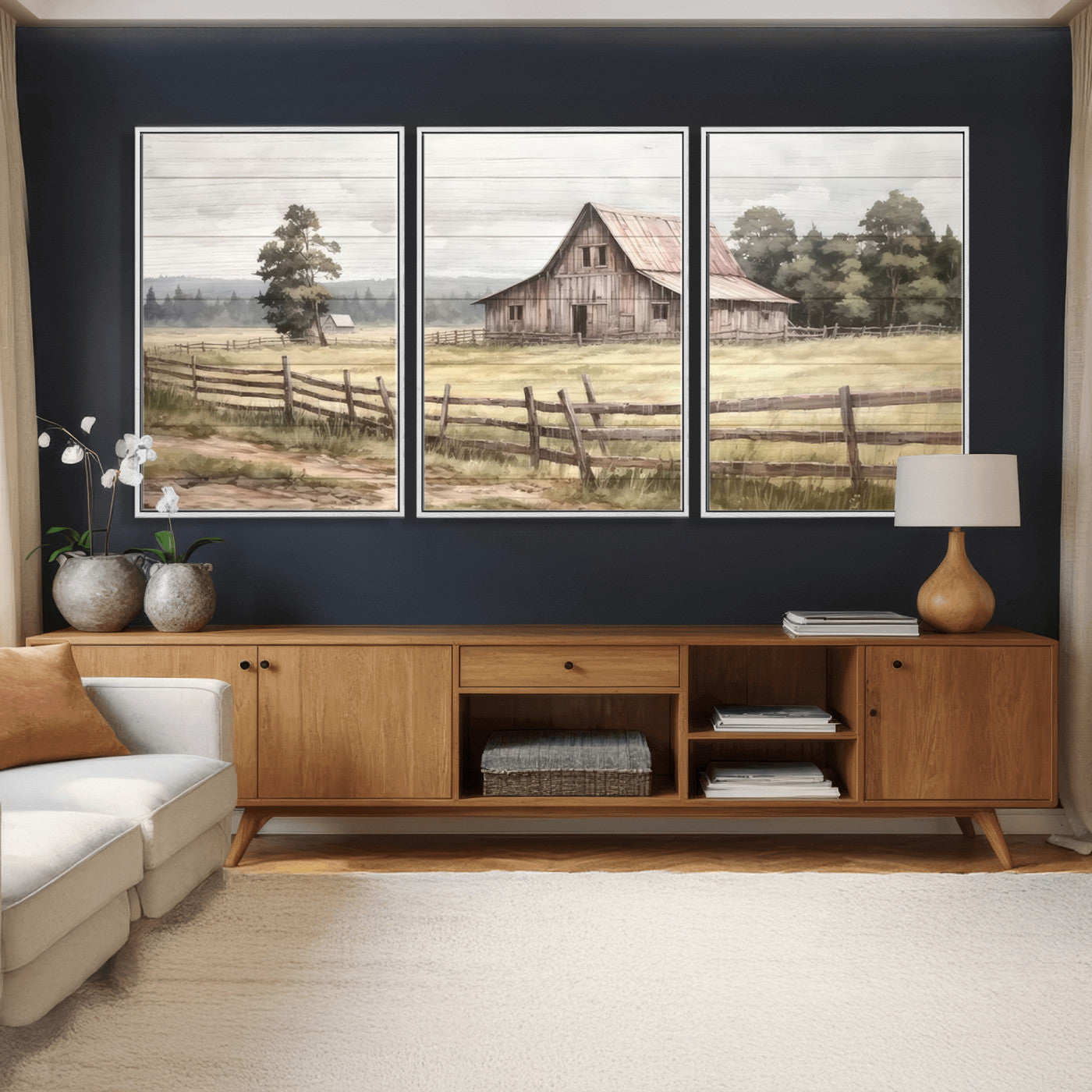 87489-MGV-CV-36X24 - Rustic Farmhouse Barn Wall Art | Framed Gallery Wrap Barn Giclee Canvas Print for Farmhouse Decor