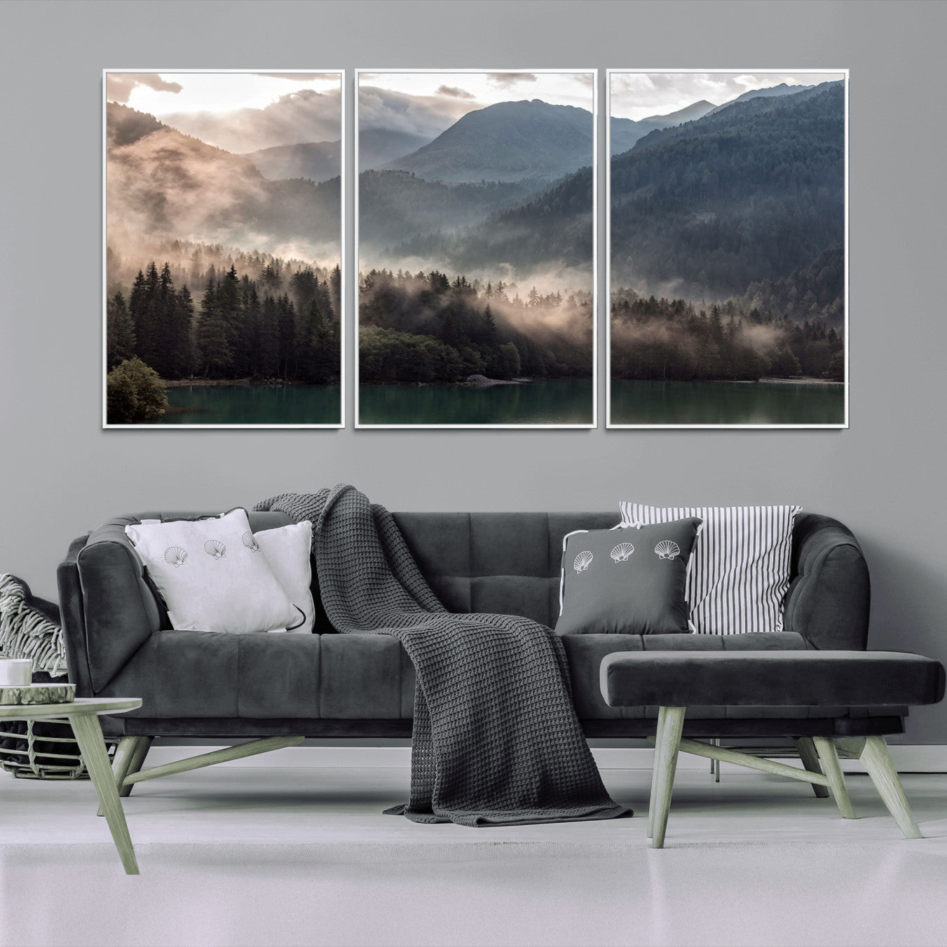 -Foggy Mountain Canvas Print Forest Wall Art