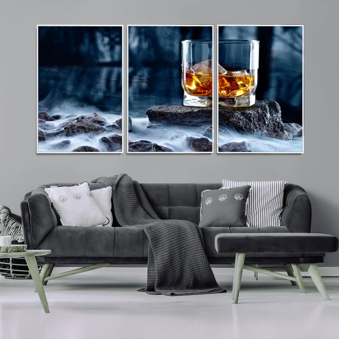 -Whiskey Ice Wall Art Canvas Print