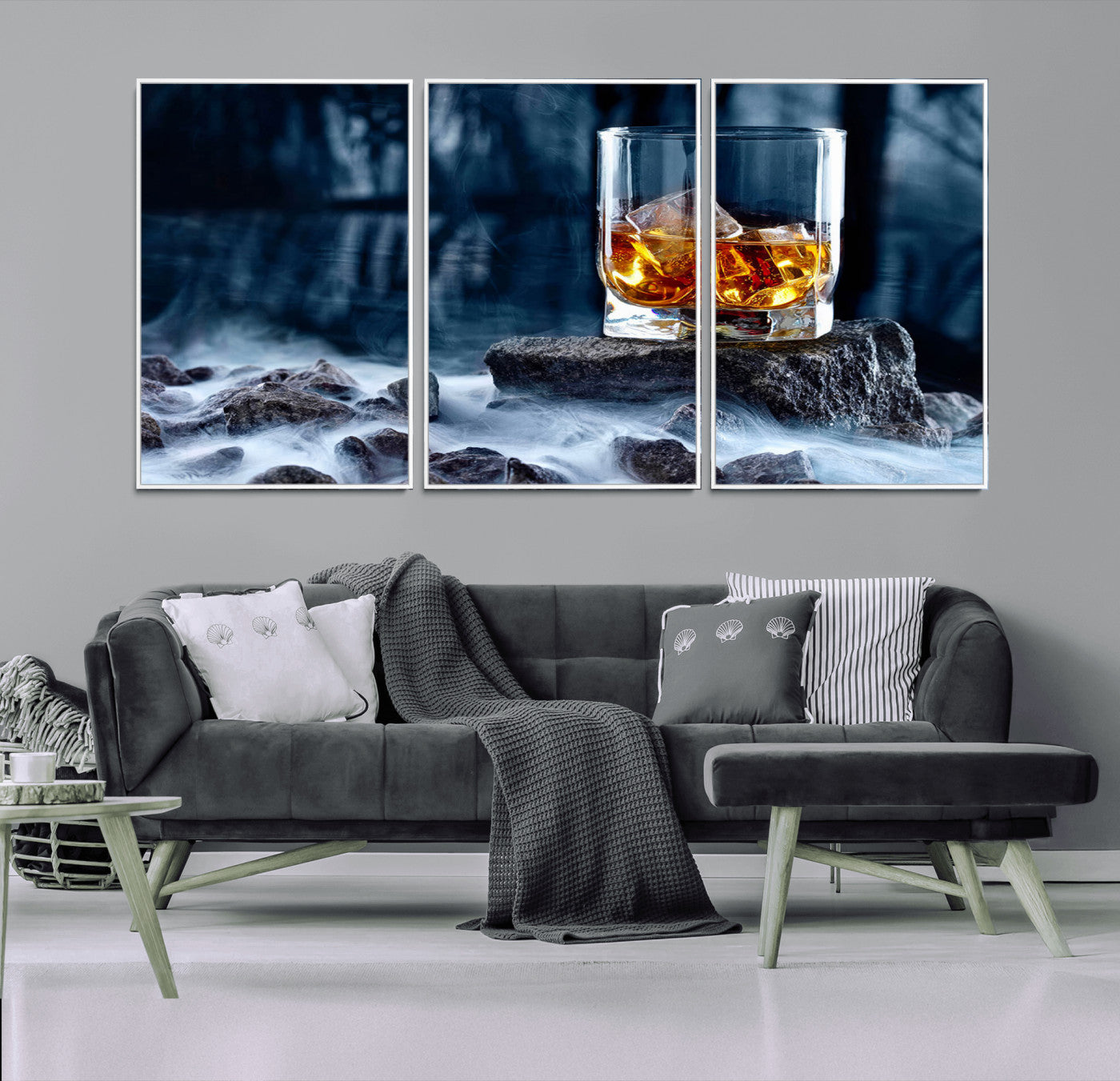 -Whiskey Ice Wall Art Canvas Print
