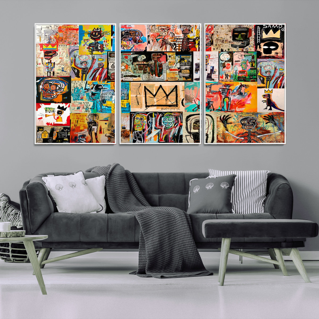 -Abstract Art Collage Wall Art Canvas Print – Framed, Ready to Hang, Urban Graffiti Style