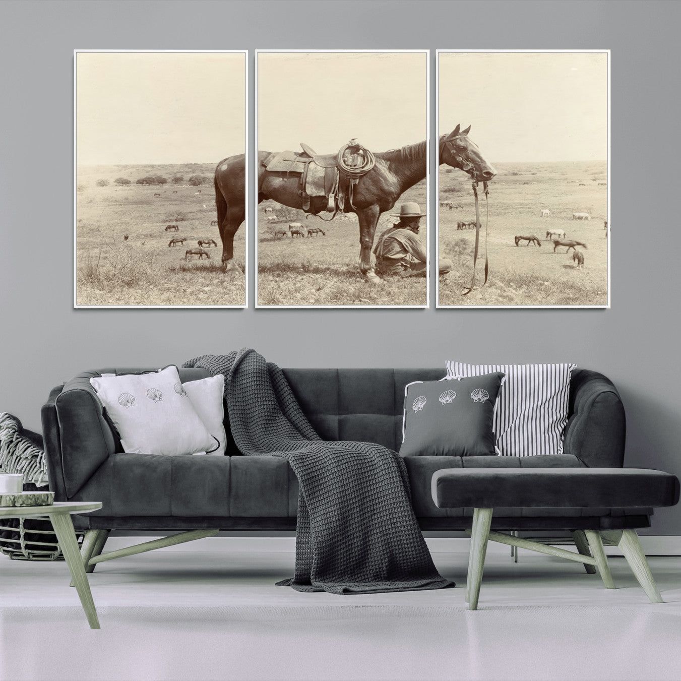 -Cowboy Wall Art - Western Horse Canvas Print - Vintage Western Wall Art Canvas Print, Ready to Hang