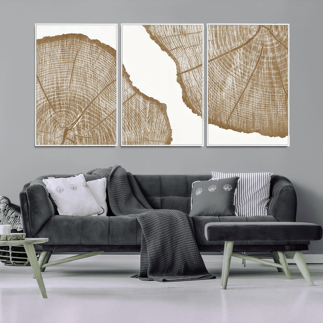 99692-MGV-CV-36X24-Rustic Brown Tree Ring Wall Art Canvas Print – Framed and Ready to Hang – Elegant Nature-Inspired