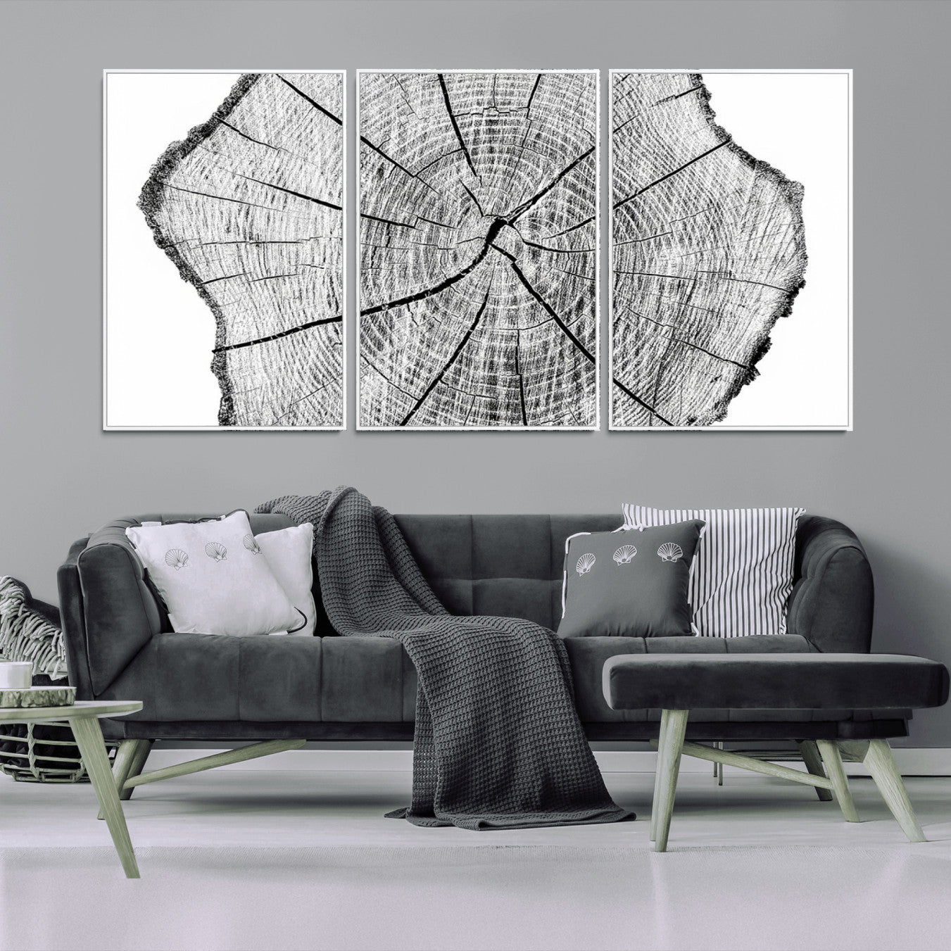 98709-MGV-CV-36X24-Rustic Tree Ring Wall Art Canvas Print – Framed and Ready to Hang – Perfect for Nature-Inspired and