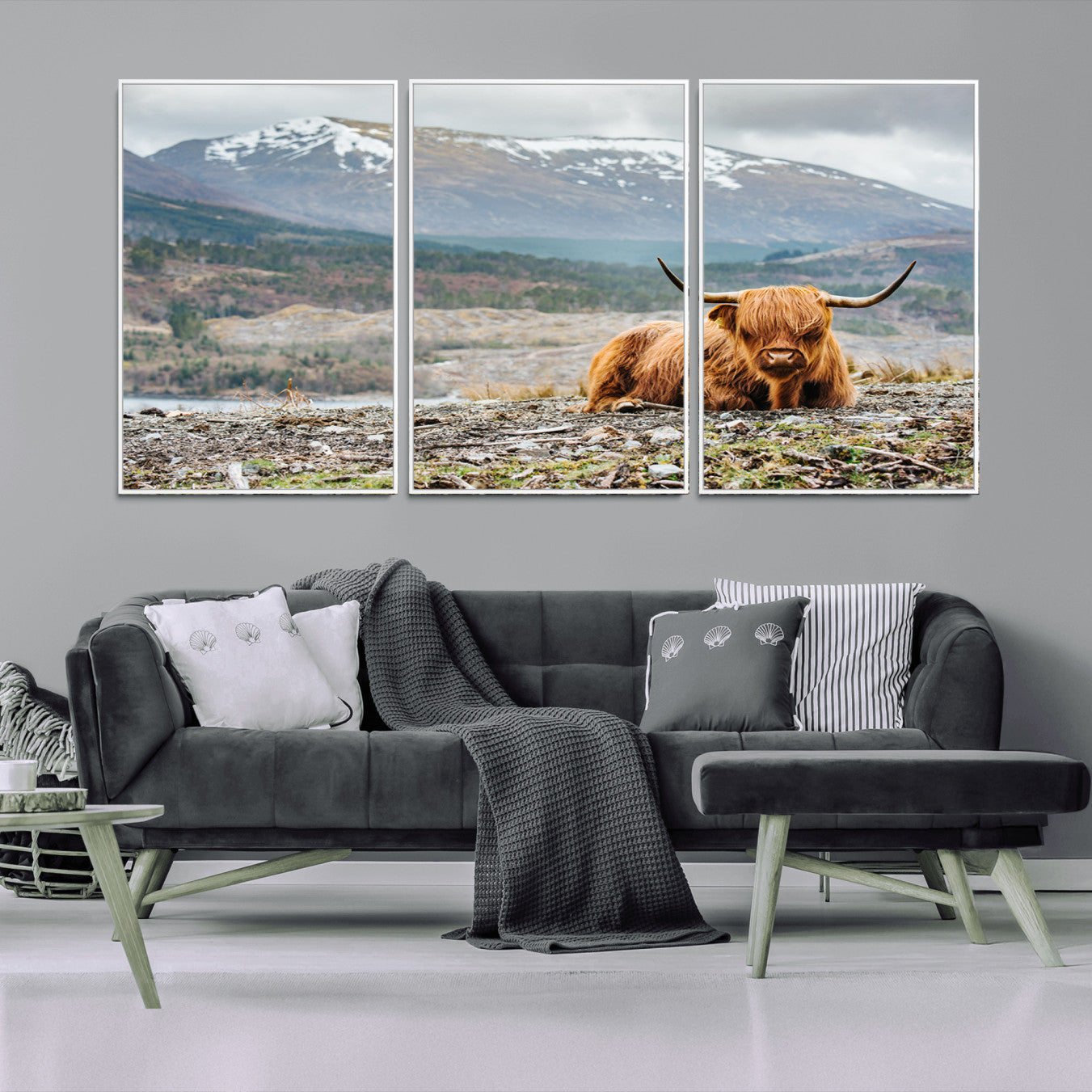 -Highland Cow Horn Farm Wall Art Canvas Print