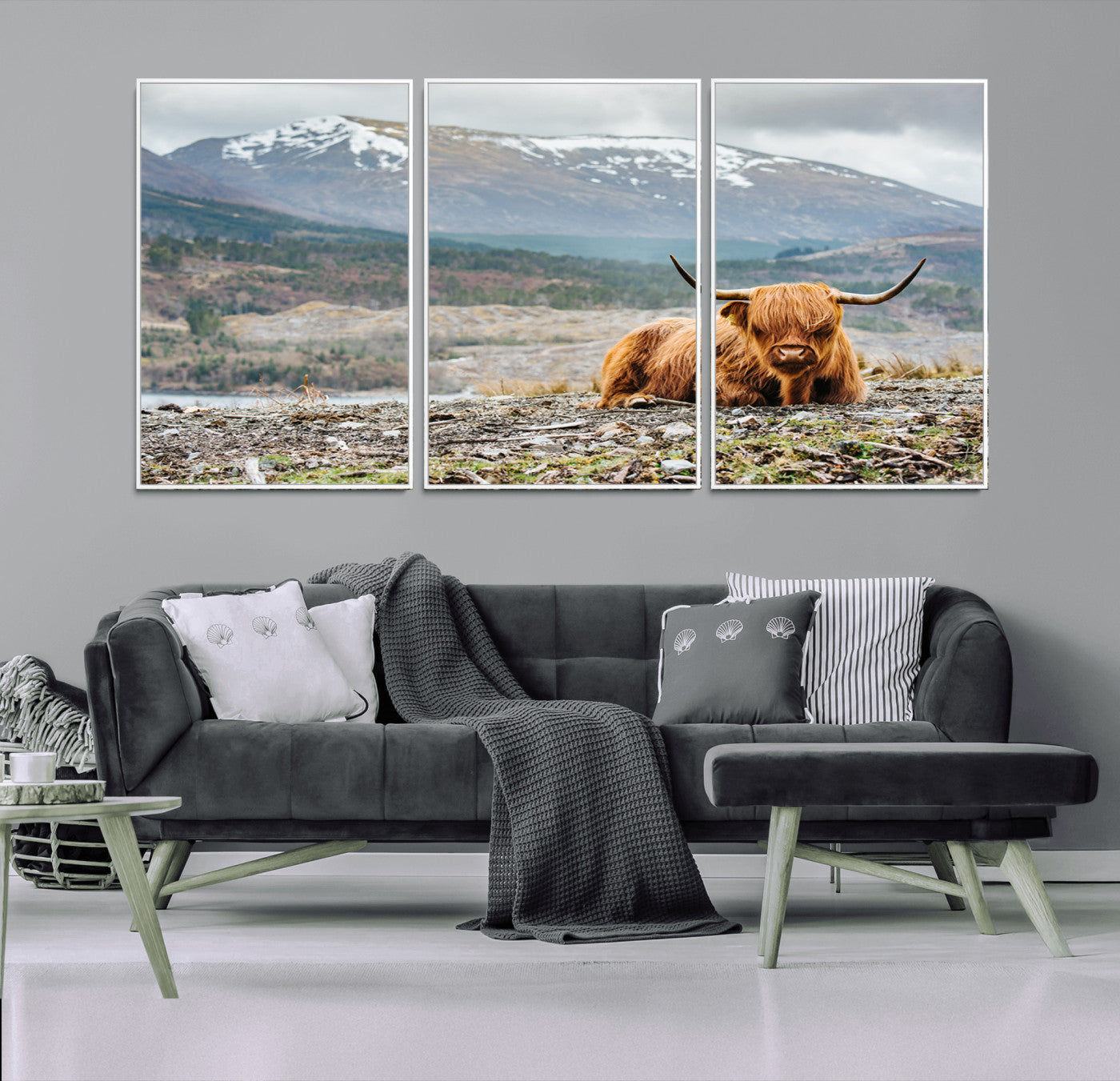 -Highland Cow Horn Farm Wall Art Canvas Print