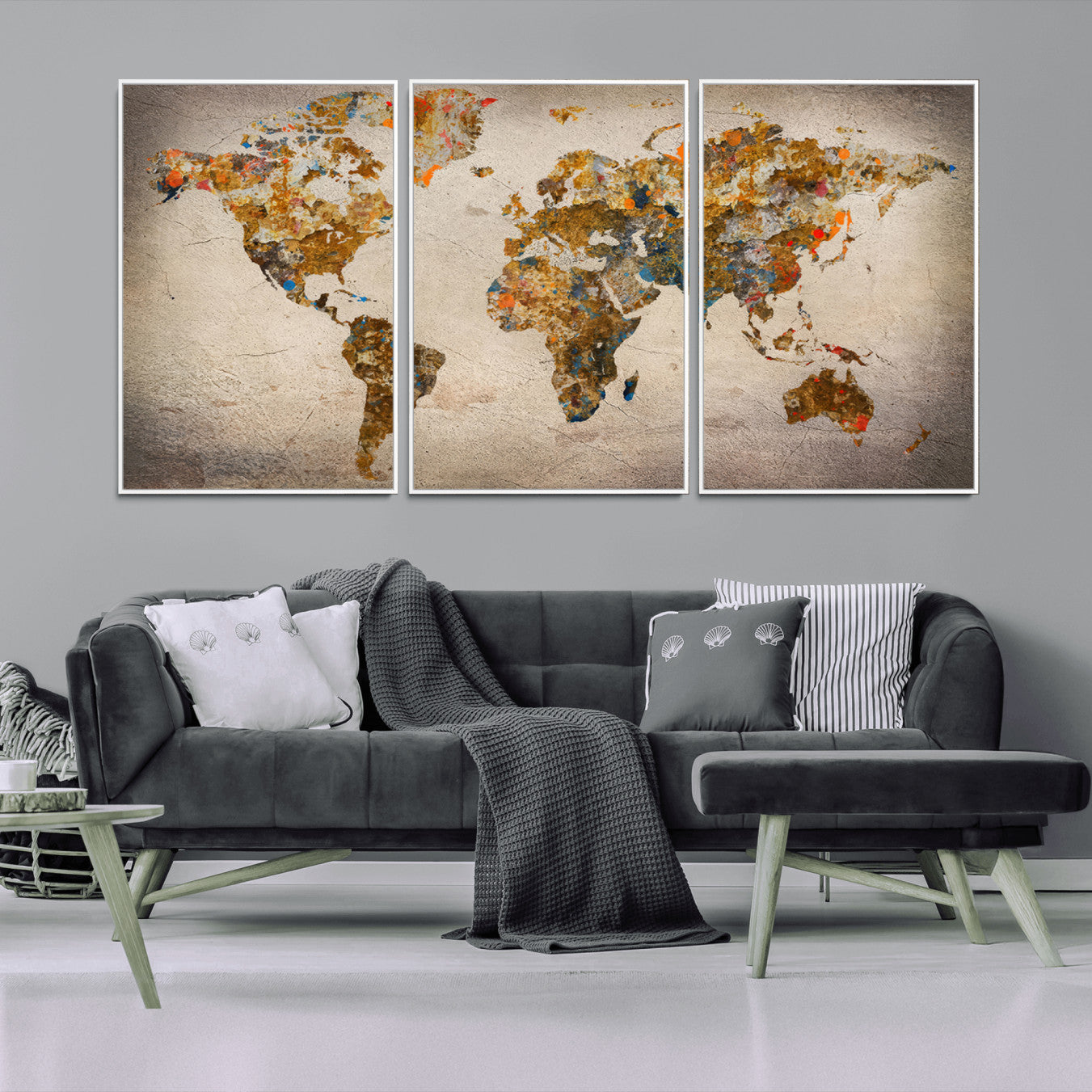 -Push Pin World Map Canvas Print – Framed Wall Art for Couples to Track Their Travels – Anniversary