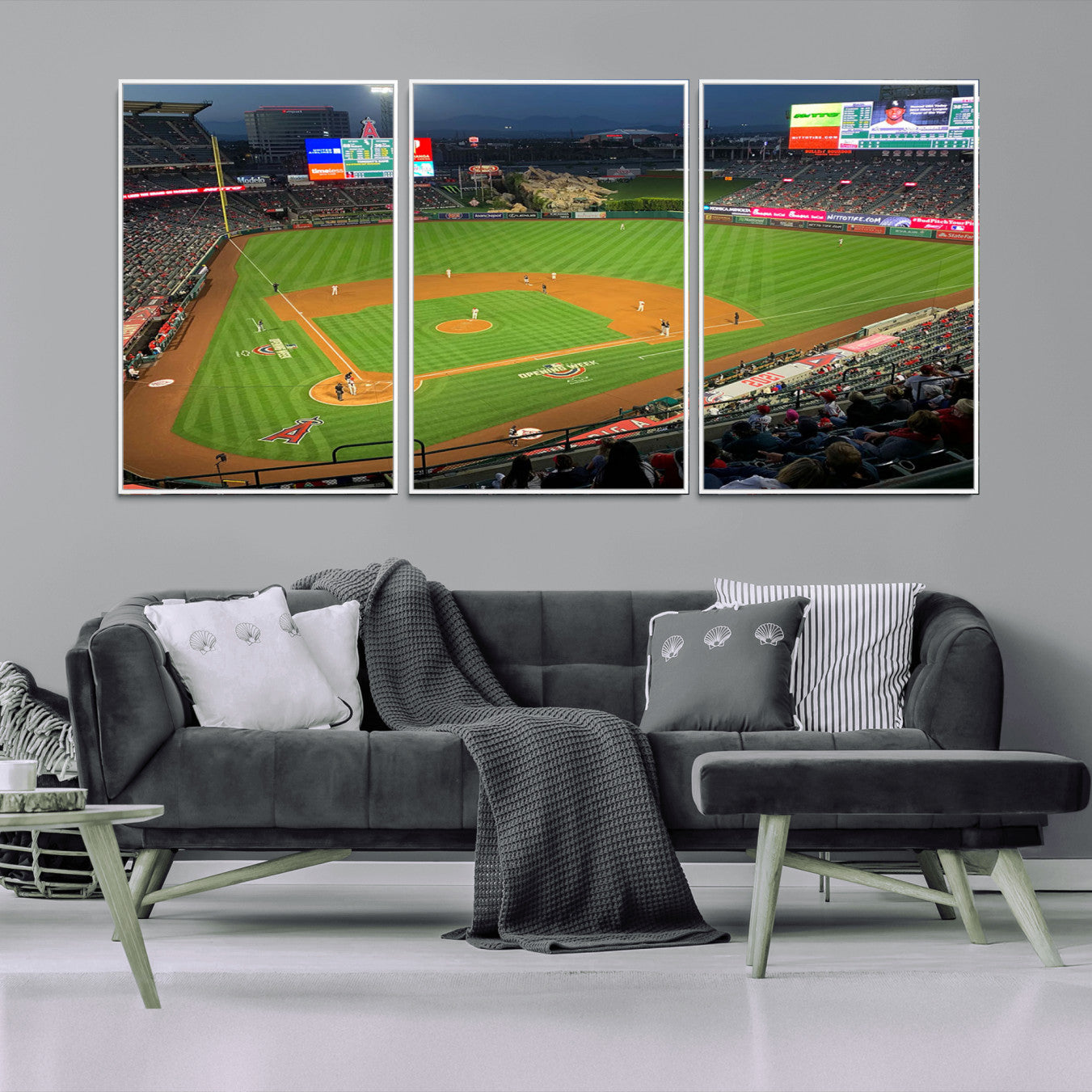 93707-MGV-CV-36X24-Angel Stadium Aerial Canvas Print – Los Angeles Angels Baseball Canvas Print, Framed, Ready to Hang
