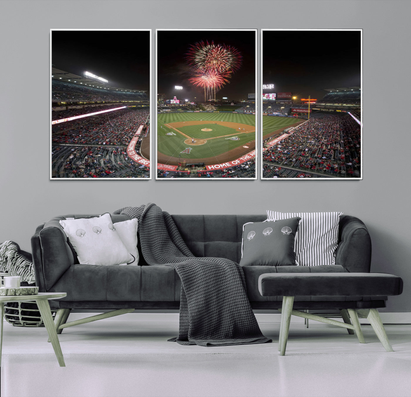 63592-MGV-CV-36X24-Fireworks at Angel Stadium – Los Angeles Angels Canvas Print, Framed Los Angeles Angels Wall Art