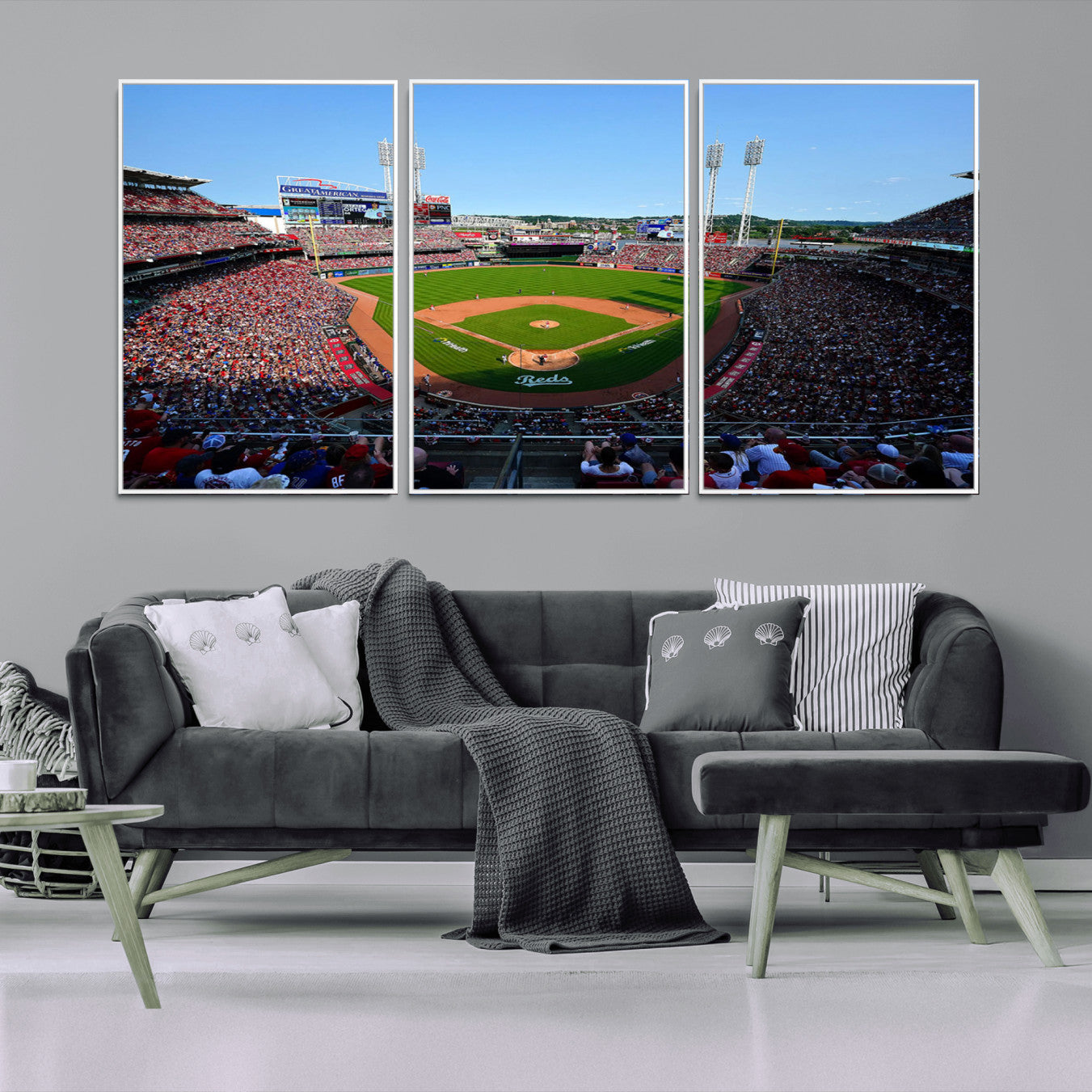90998-MGV-CV-36X24-Cincinnati Reds Baseball Canvas Print - Great American Ball Park Stadium Wall Art Canvas Print