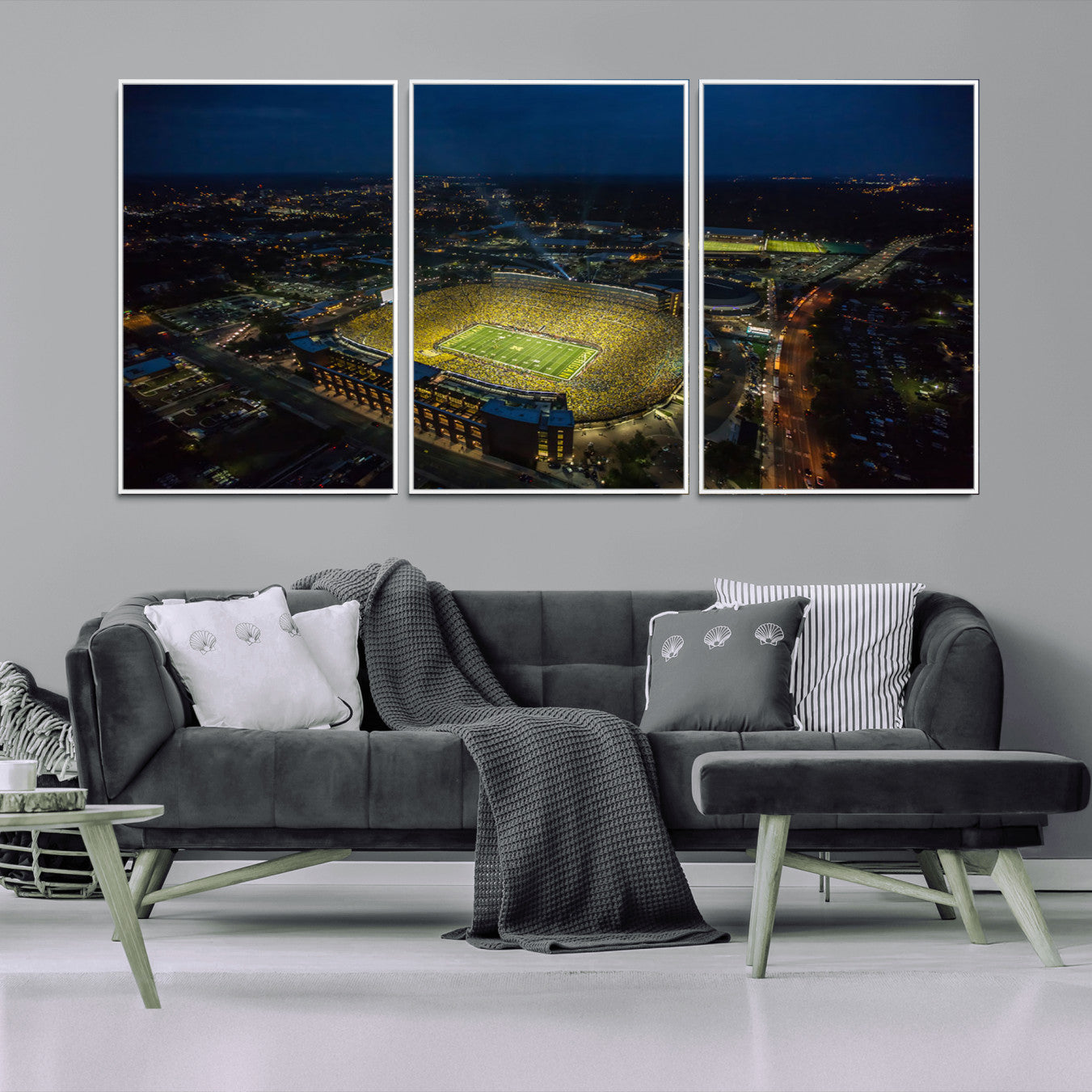 52519-MGV-CV-36X24-Michigan Wolverines Football Team Print - Michigan Stadium Wall Art Canvas Print