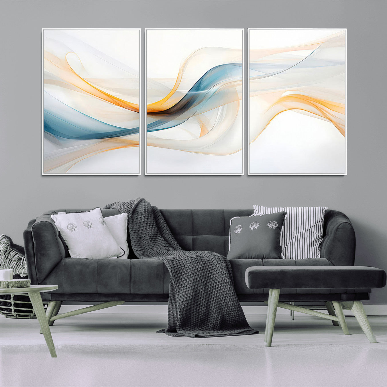 60881-MGV-CV-36X24-Decorative Turquoise Abstract Wave Wall Art Canvas Print