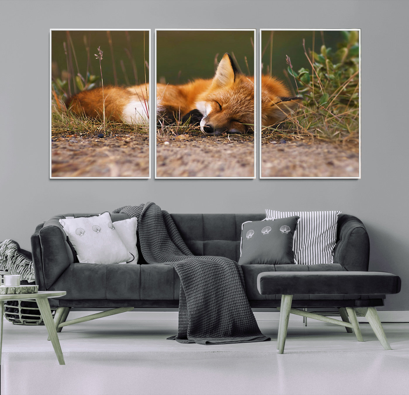 -Sleeping Fox Wall Art Canvas Print, Farmhouse Wall Decor and Animal Wall Art Print