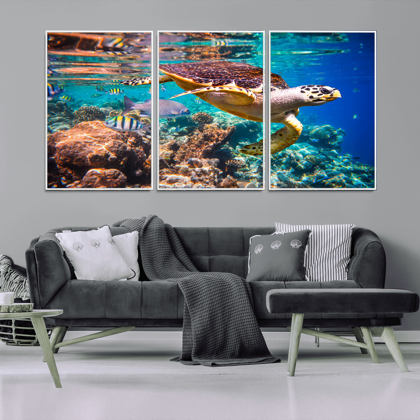 -Sea Turtle Wall Art Canvas Print – Vibrant Ocean Coral Reef Décor, Ready to Hang