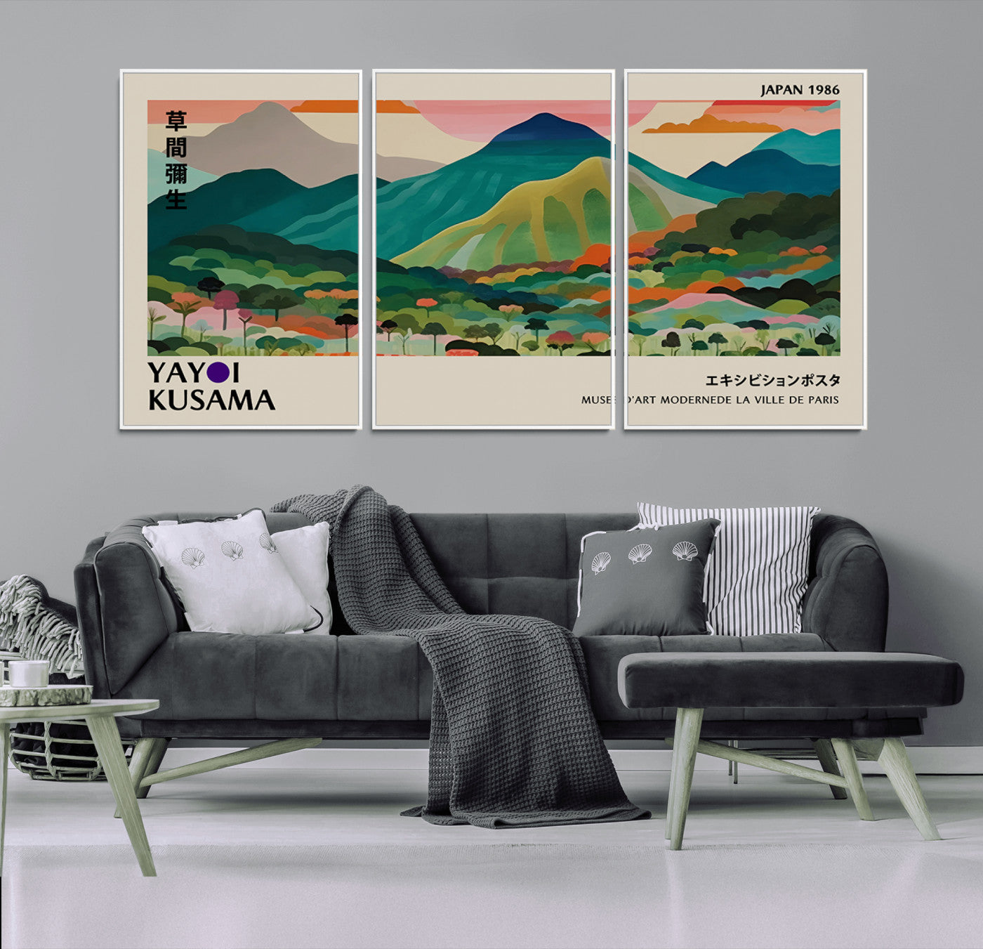 42589-MGV-CV-36X24-Yayoi Kusama Wall Art, Yayoi Wall Art Canvas, Vibrant Mountain Landscape Canvas Print with Bold