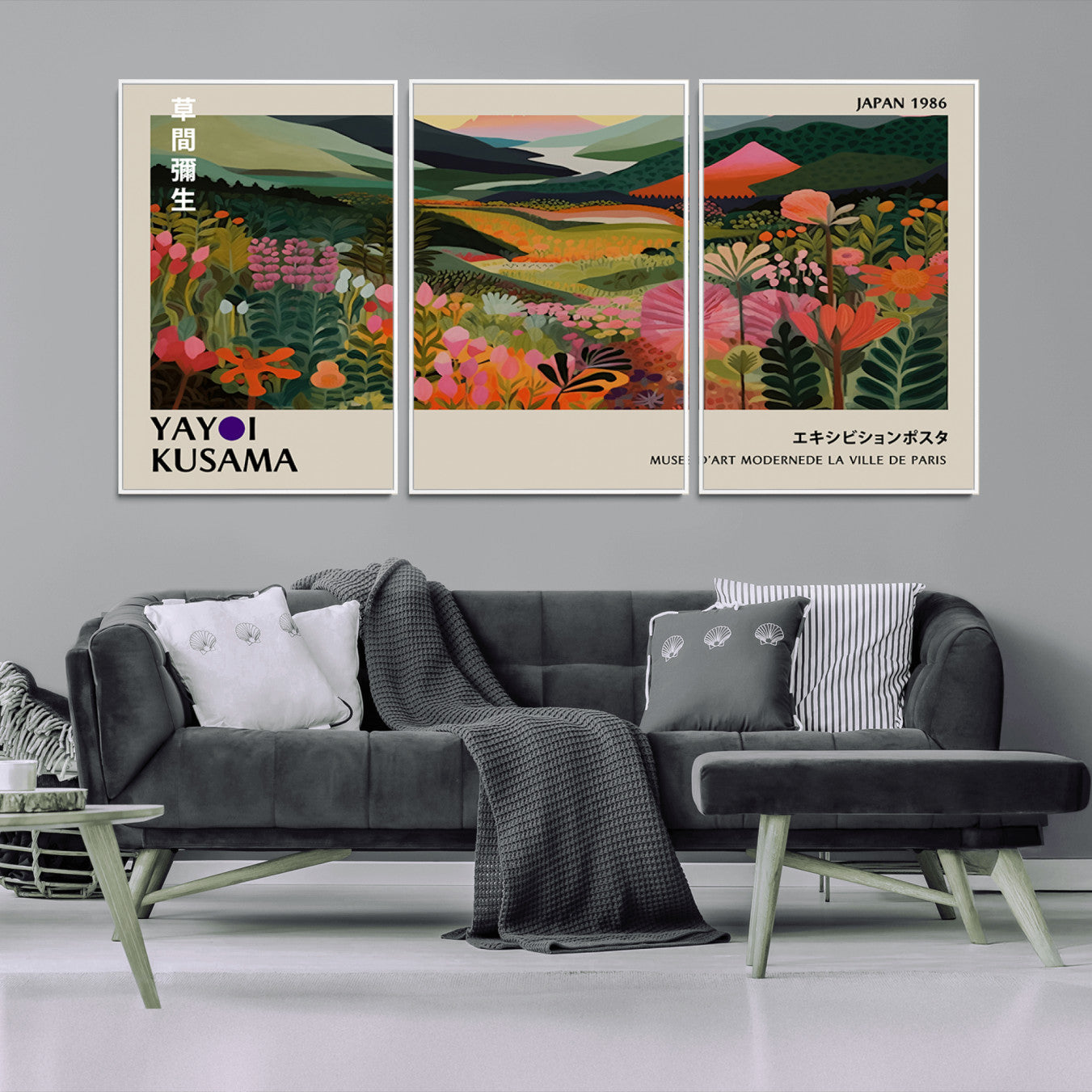 -Yayoi Kusama Abstract Print, Vibrant Floral Mountain Art Print, Botanical Flower Nature Decor,