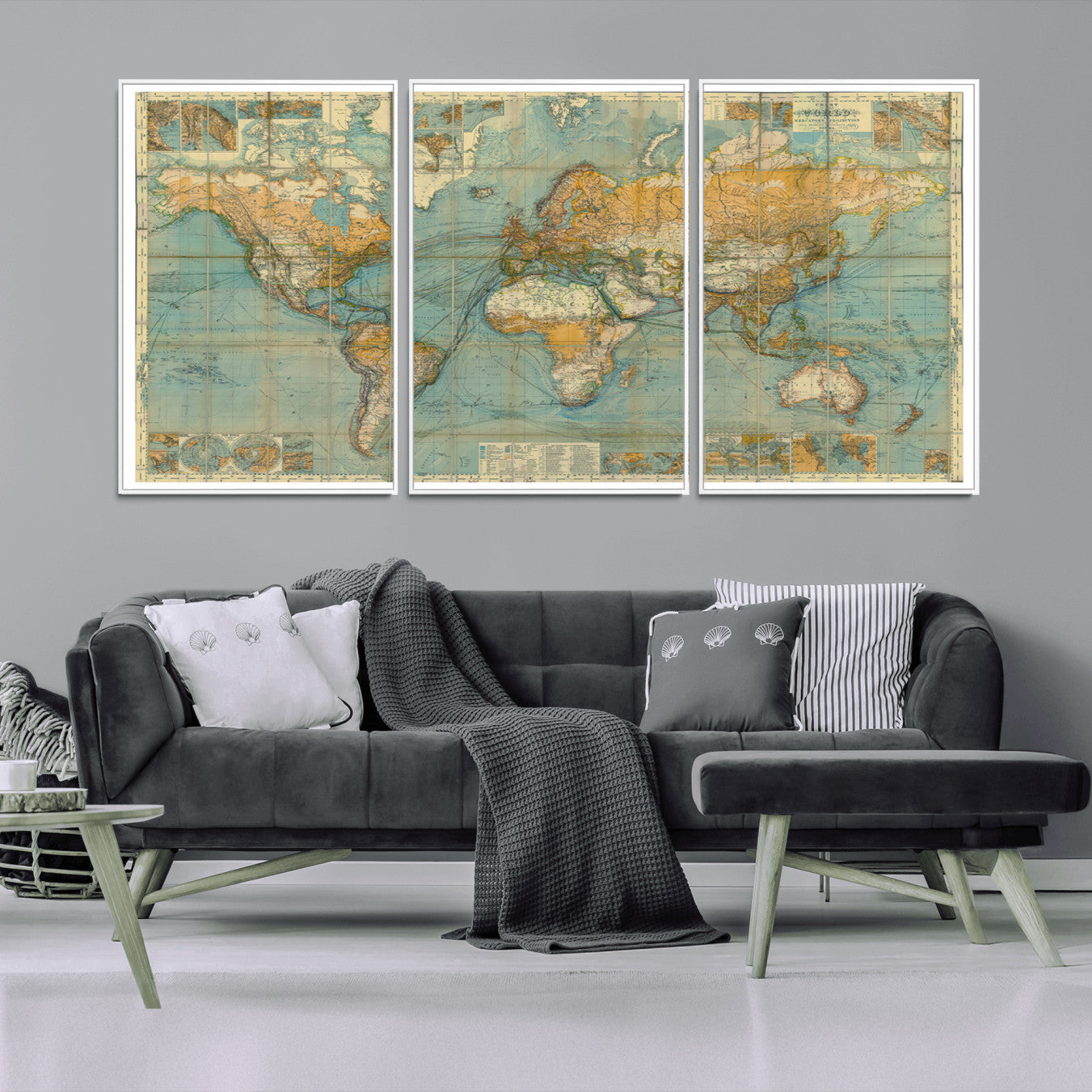 -Push Pin World Map Canvas Print – Travel Tracker Wall Art for Couples, Perfect Anniversary Gift for Home or Office Decor