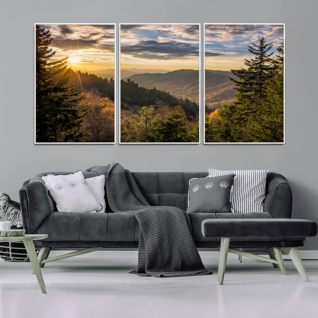 73692479-MGV-CV-36X24-Sunrise Over the Smoky Mountains Canvas Wall Art – Breathtaking Scenic Landscape Photography in a
