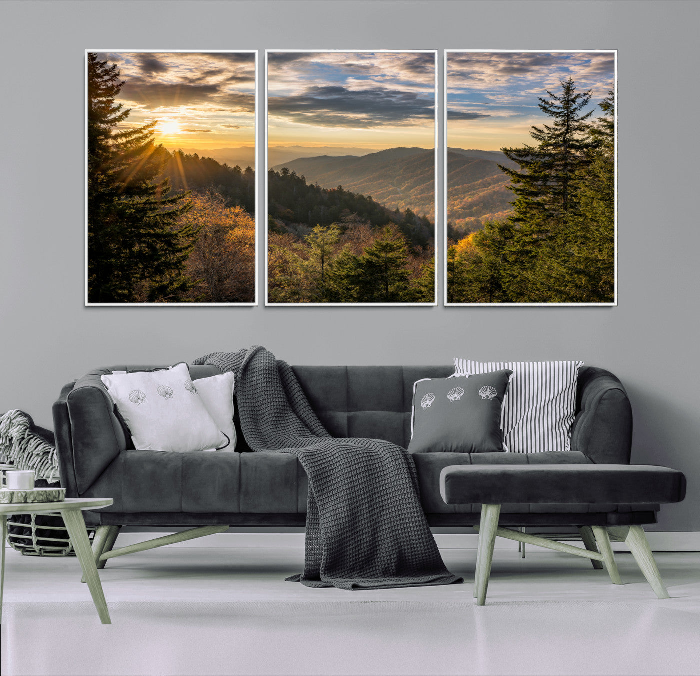 73692479-MGV-CV-36X24-Sunrise Over the Smoky Mountains Canvas Wall Art – Breathtaking Scenic Landscape Photography in a