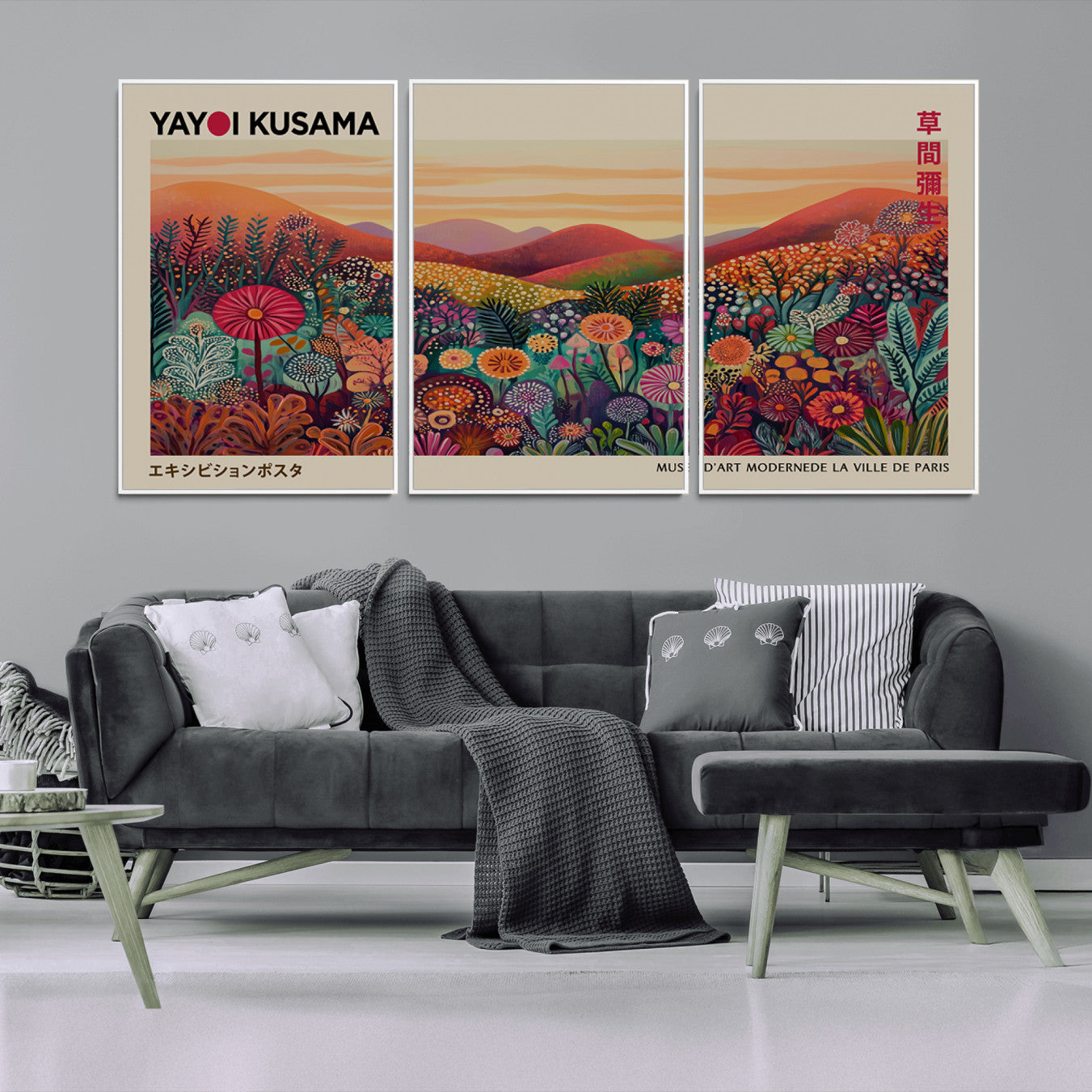 -Framed Yayoi Kusama 1986 Wall Art Print – Japanese Wall Art Print, Wabi Sabi Yayoi Kusama Print -