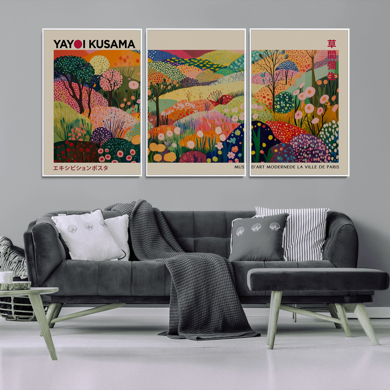 -Framed Yayoi Kusama 1986 Wall Art Print – Japanese Wall Art Print, Wabi Sabi Yayoi Kusama Print -