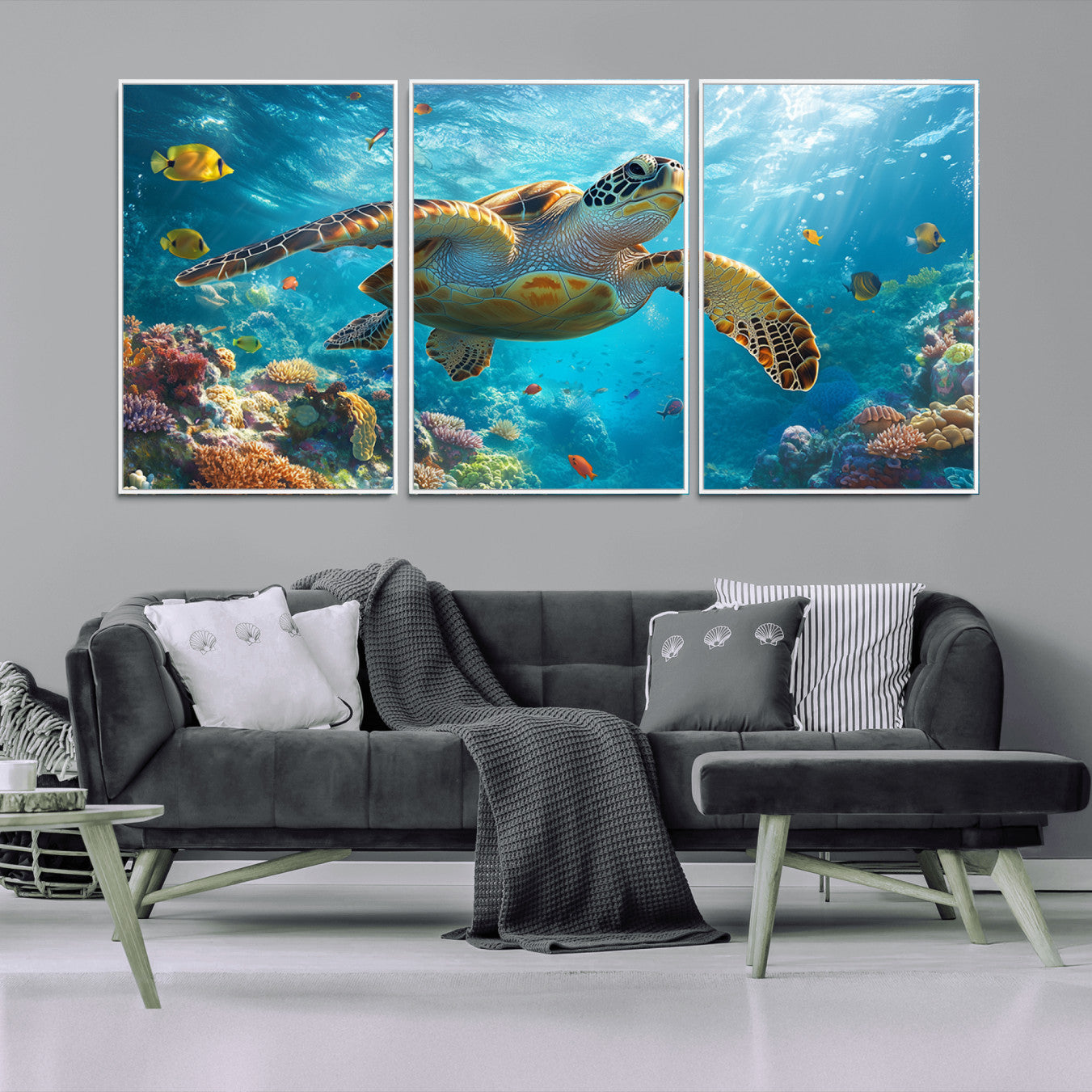 -Sea Turtle Underwater Canvas Wall Art Print - Vibrant Ocean Wildlife Decor, Marine Wall Art