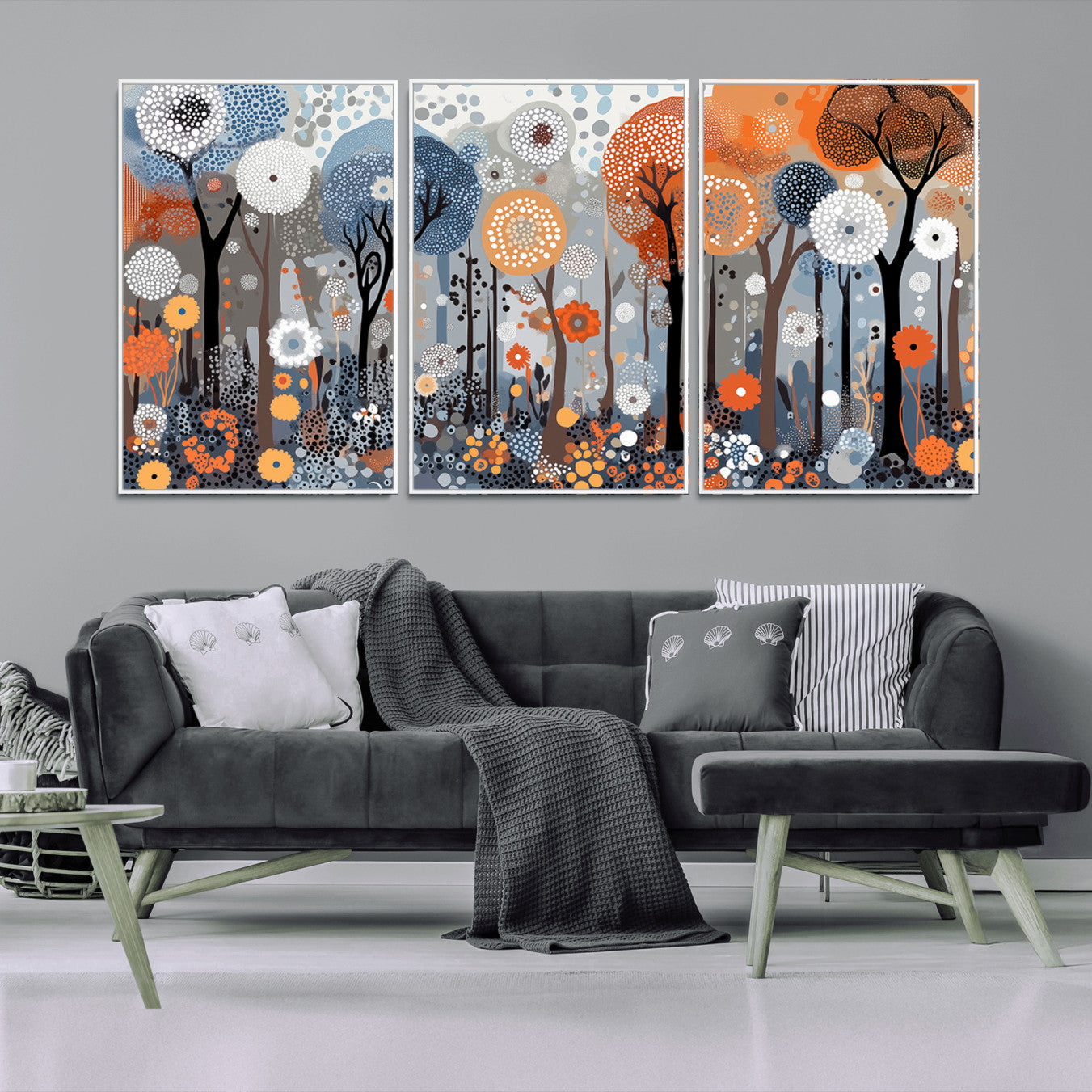 48857-MGV-CV-36X24-Abstract Winter Landscape Canvas Wall Art Print - Large Colorful Nature Wall Decor