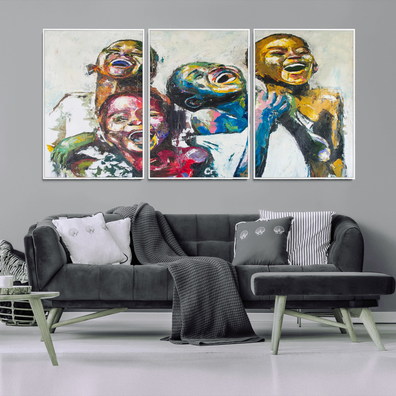 -Shai Yossef Style Canvas Art - Joyful African Black Kids Impasto Painting with Vibrant Brushstrokes,