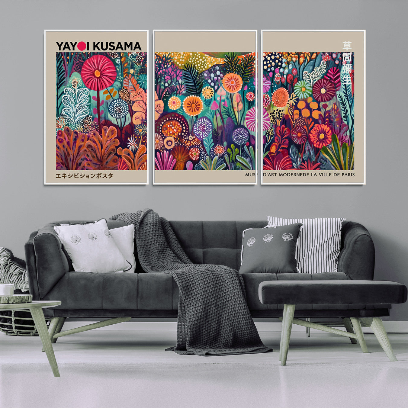 -Yayoi Kusama Wall Art Canvas Print, Abstract Art, Large Yayoi Kusama Framed Wall Art Print, Japanese