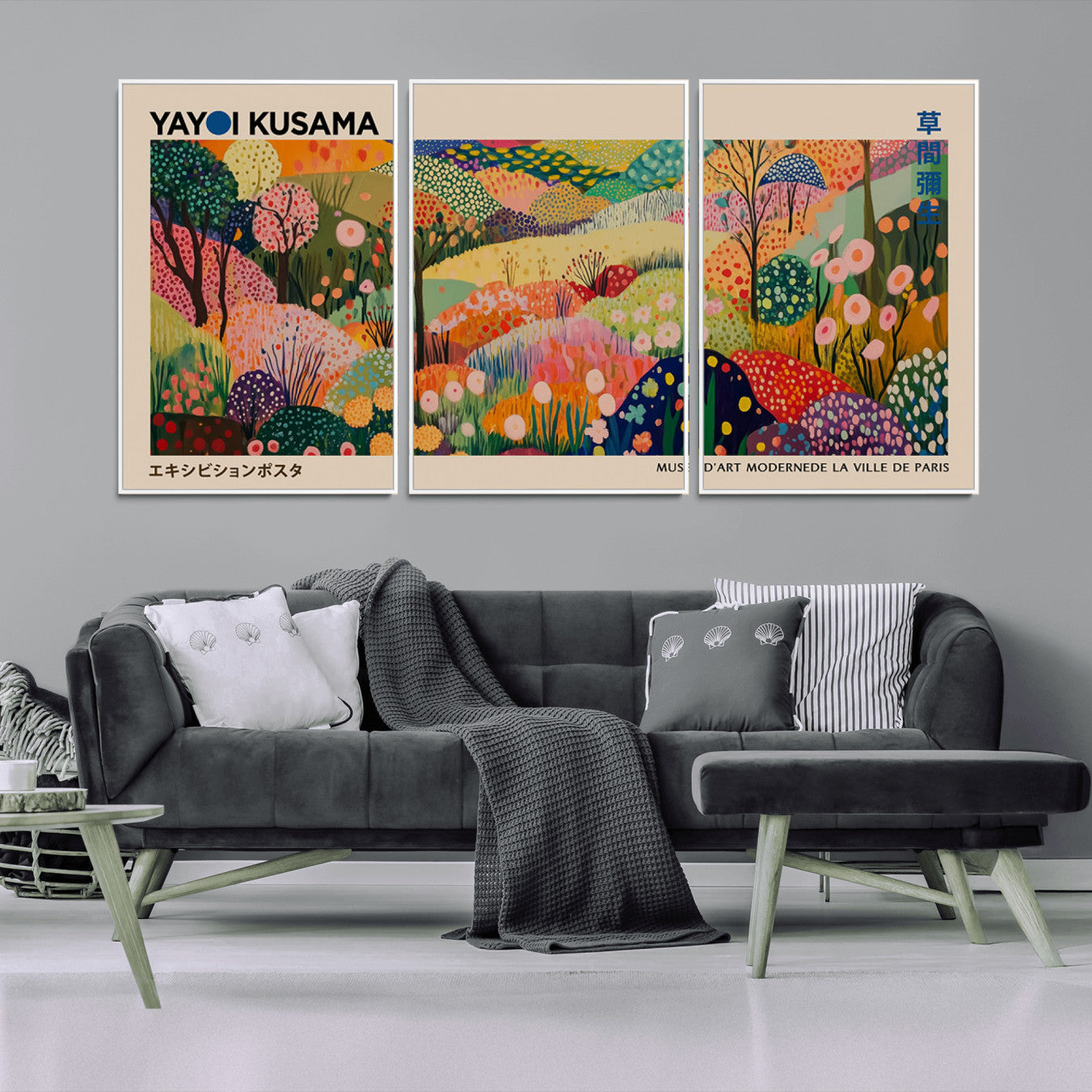 -Yayoi Kusama Japanese Art Canvas Print, Abstract Art, Large Yayoi Kusama Framed Print, Japanese Wabi