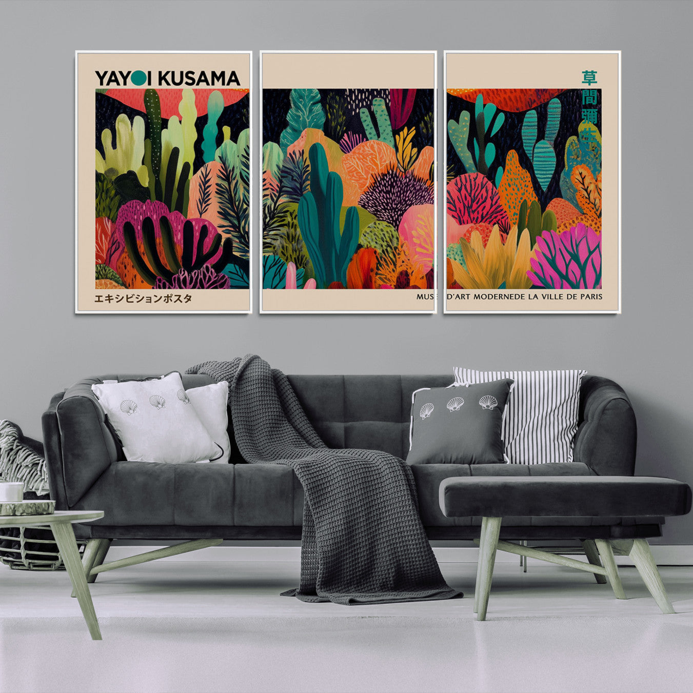 -Yayoi Kusama Wall Art Canvas Print, Abstract Art, Large Yayoi Kusama Framed Canvas Print, Japanese